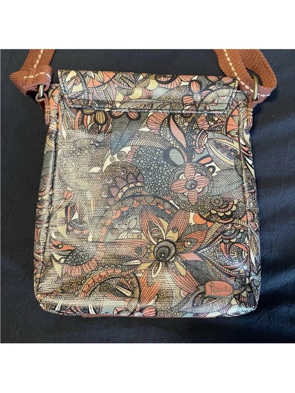 Sakroots Crossbody Purse Handbag Flap Messenger Tote Zip ID Card Bag Bird Peace